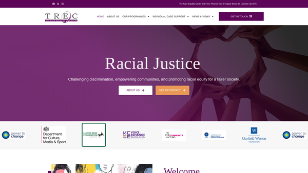 Screenshot of the The Race Equality Centre website