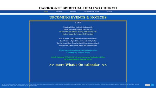 Screenshot of the Harrogate Christian Spiritual Healing Church website