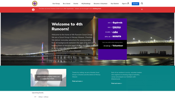 Screenshot of the 4th Runcorn Scout Group website