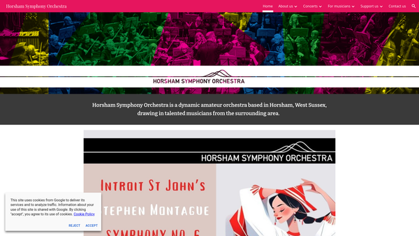 Screenshot of the Horsham Symphony Orchestra website