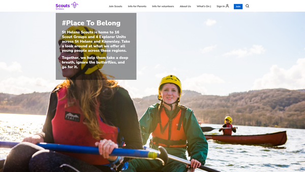 Screenshot of the St Helens And District Scout Association website