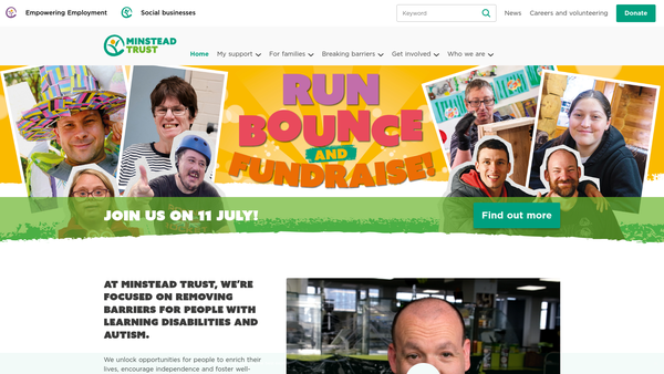 Screenshot of the Minstead Trust website