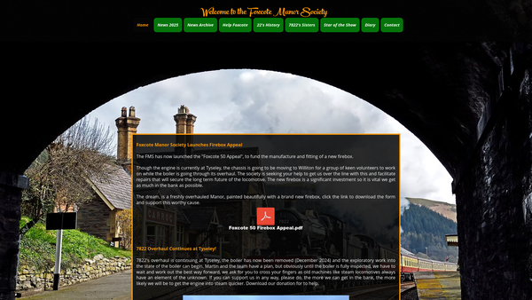 Screenshot of the Foxcote Manor Society website