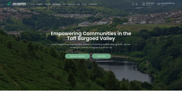 Screenshot of the Taff Bargoed Development Trust Limited website