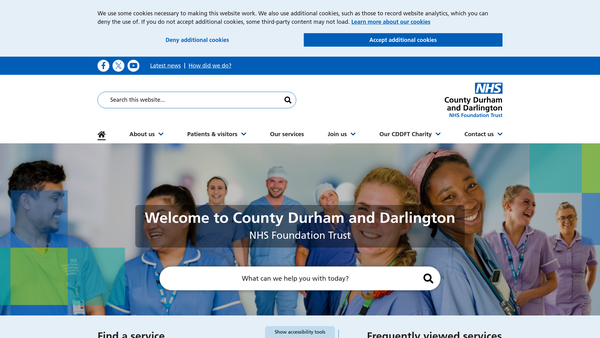 Screenshot of the County Durham and Darlington NHS Foundation Trust Charity website
