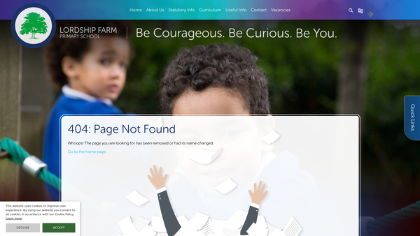 Screenshot of the Lordship Farm Junior Mixed Infant School Parent Teachers Association website