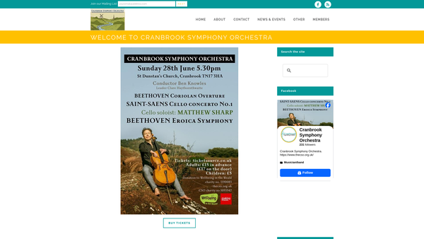 Screenshot of the Cranbrook And District Orchestral Society website