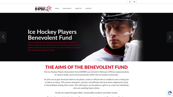 Screenshot of the The Ice Hockey Players Benevolent Fund website