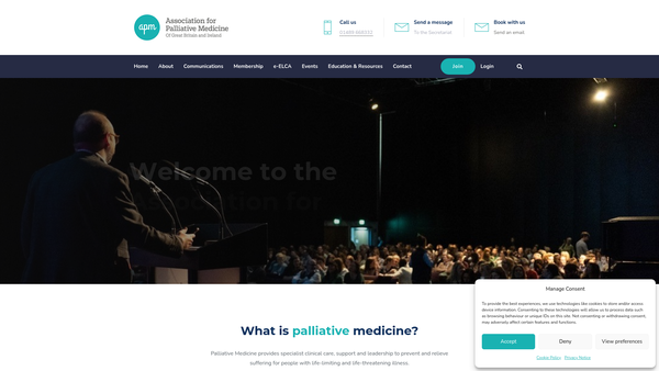 Screenshot of the The Association For Palliative Medicine Of Great Britain And Ireland website