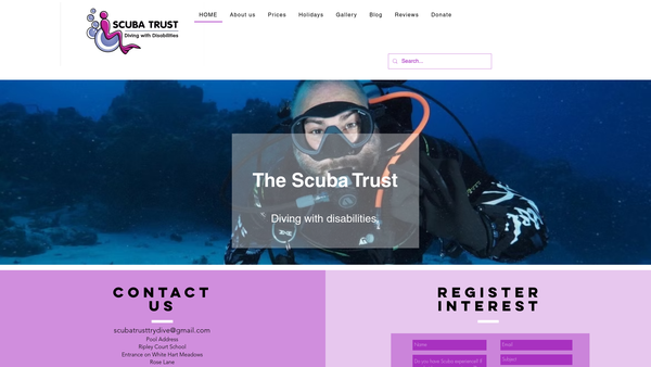 Screenshot of the Scuba Trust website