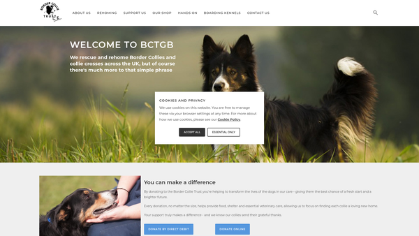 Screenshot of the Border Collie Trust Great Britain website