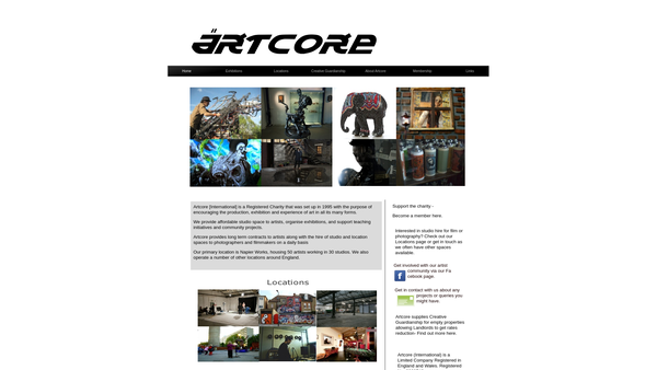 Screenshot of the Artcore International website