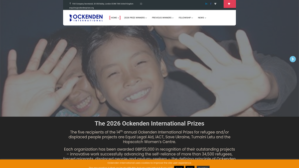 Screenshot of the Ockenden International website