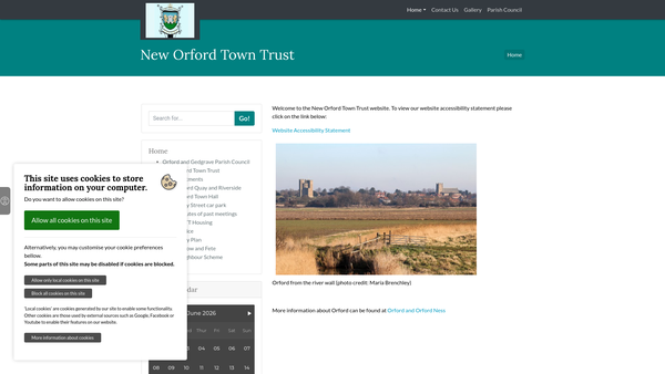 Screenshot of the New Orford Town Trust website