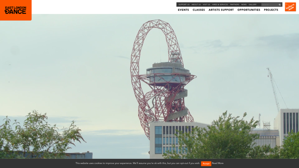 Screenshot of the East London Dance website