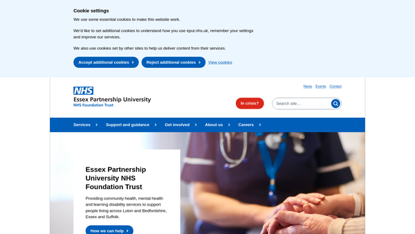 Screenshot of the Essex Partnership University NHS Foundation Trust Charities website