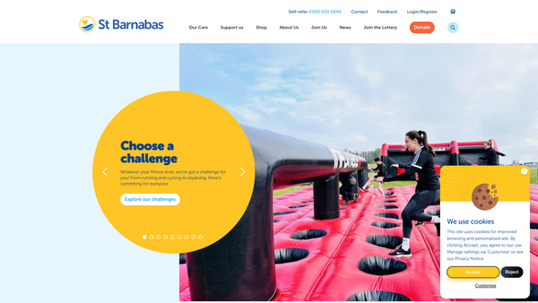 Screenshot of the St Barnabas Hospice Trust (Lincolnshire) website