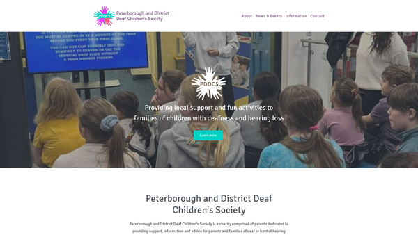 Screenshot of the Peterborough And District Deaf Children's Society website