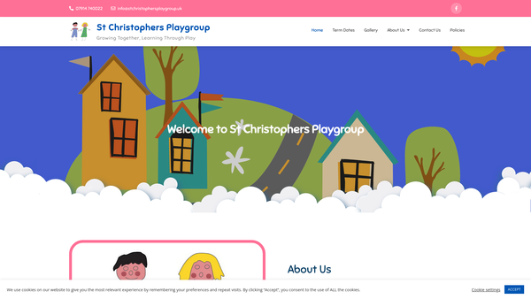 Screenshot of the St Christophers Playgroup (Warden Hill) website