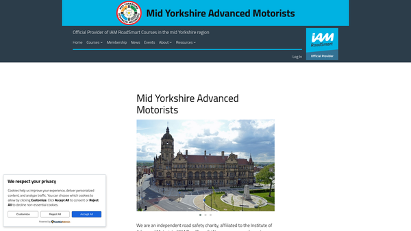 Screenshot of the Mid Yorkshire Group Advanced Motorists website
