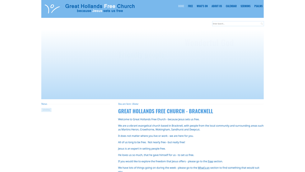 Screenshot of the Great Hollands Free Church website