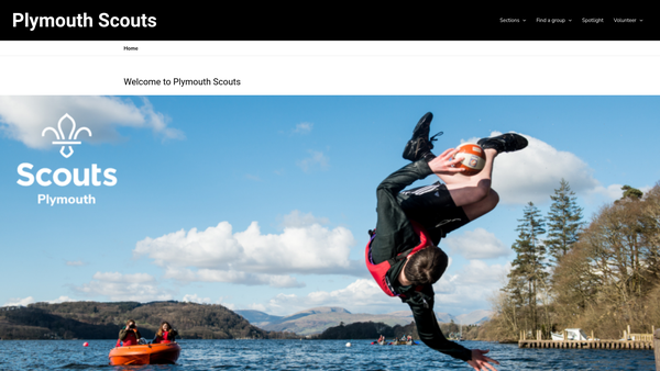 Screenshot of the Plymouth District Scout Council website