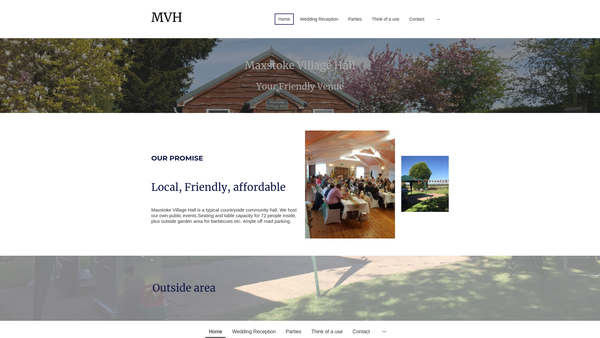 Screenshot of the Maxstoke Village Hall website
