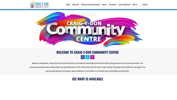 Screenshot of the The Craig-Y-Don Community Centre website