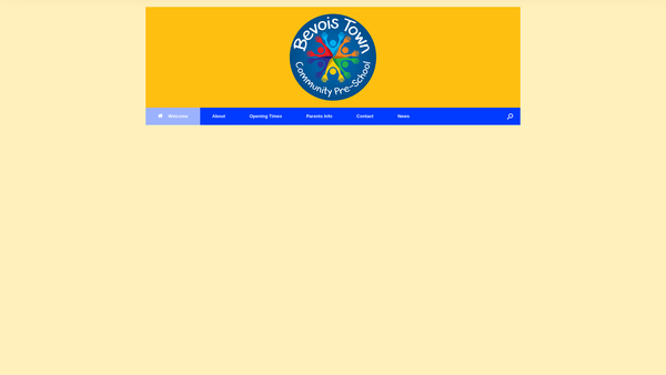 Screenshot of the Bevois Town Community Pre-School website