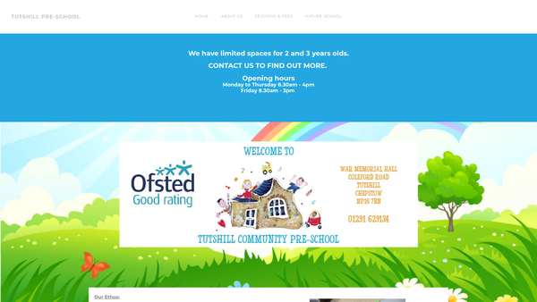 Screenshot of the Tutshill Community Pre-School website