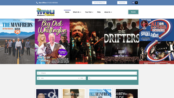 Screenshot of the Friends Of The Tivoli website