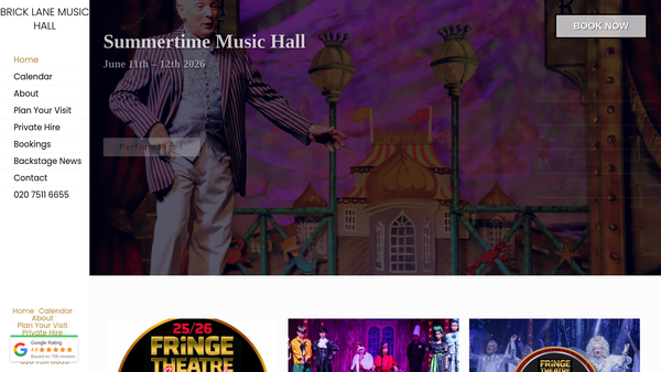Screenshot of the Brick Lane Music Hall Charity website