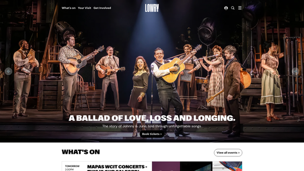Screenshot of the The Lowry Centre Trust website