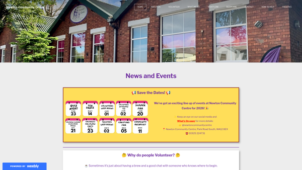 Screenshot of the Newton-Le-Willows Family And Community Association website
