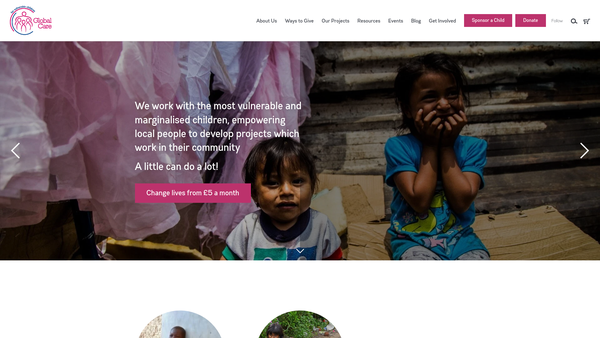 Screenshot of the Global Care website