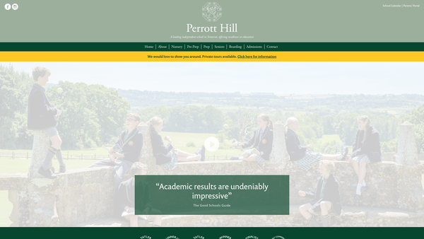 Screenshot of the Perrott Hill School Foundation website