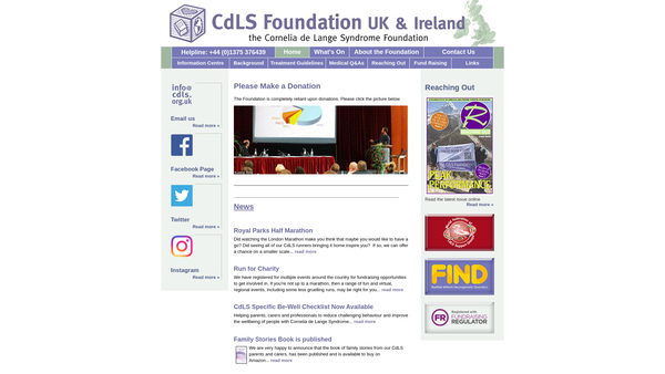 Screenshot of the CdLS Foundation UK & Ireland website
