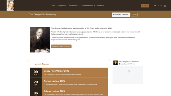 Screenshot of the The George Eliot Fellowship website