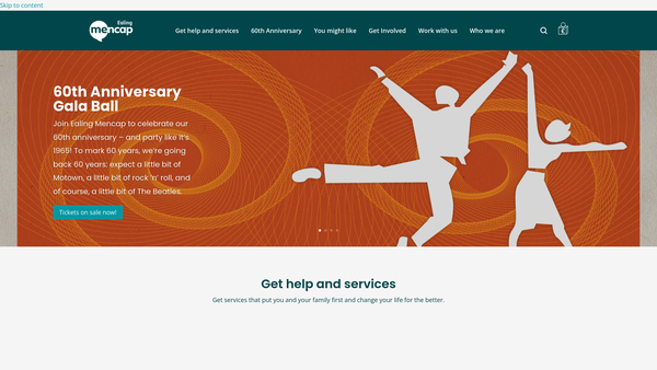 Screenshot of the Ealing Mencap website
