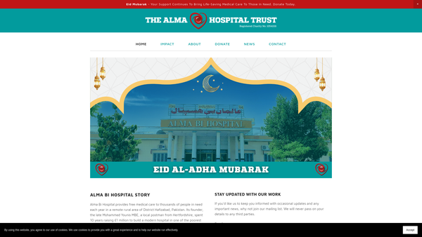 Screenshot of the The Alma Hospital Trust website