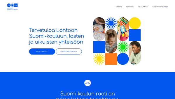 Screenshot of the The Finnish Saturday School In London (Lontoon Suomalainen Lauantaikoulu) website