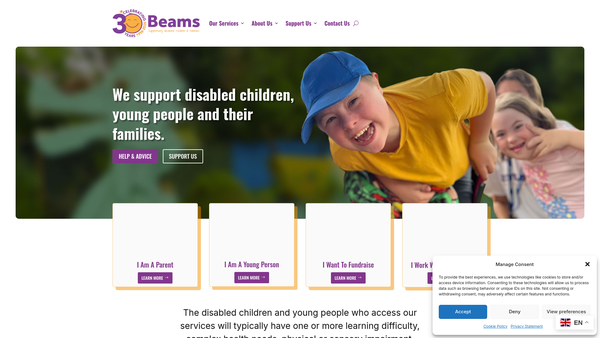 Screenshot of the We Are Beams website