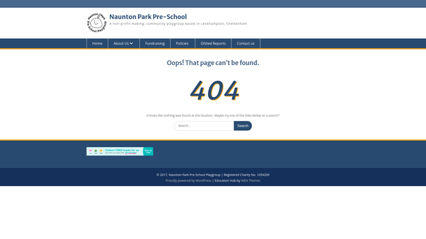 Screenshot of the Naunton Park Pre-School Playgroup website