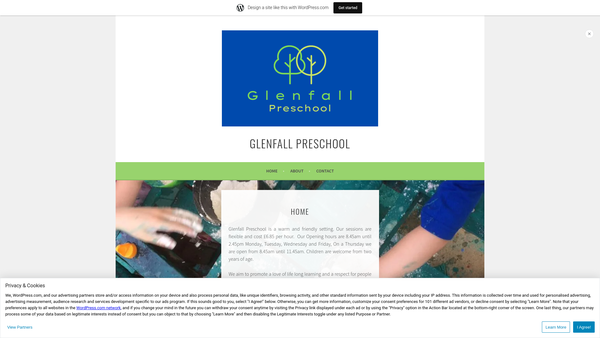 Screenshot of the Glenfall Pre-School Group website