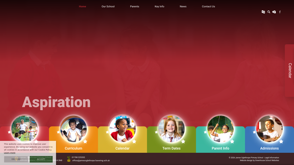 Screenshot of the James Oglethorpe Primary School Parents Association website