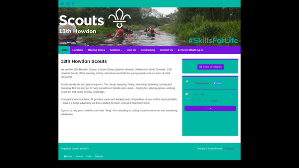 Screenshot of the 13th Howdon Scouts website