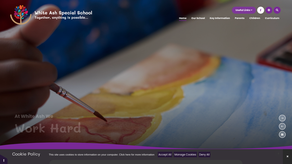 Screenshot of the White Ash School Fund website