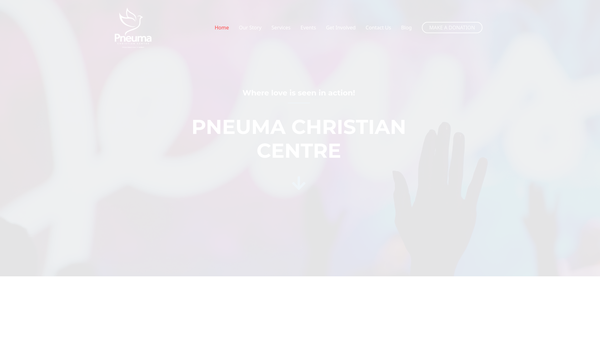 Screenshot of the Pneuma Christian Centre Trust website