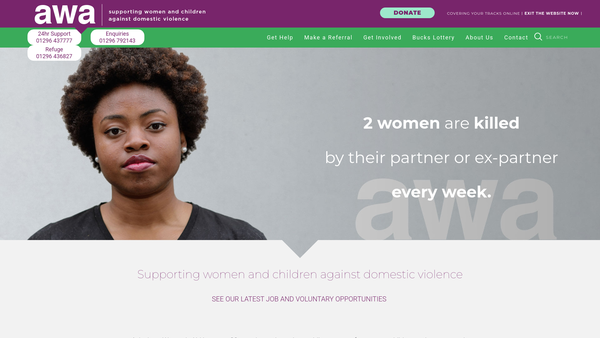 Screenshot of the Aylesbury Women's Aid website