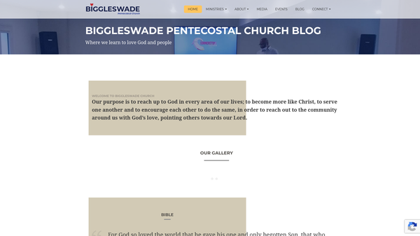 Screenshot of the Biggleswade Pentecostal Church website
